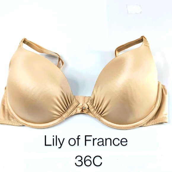 Lily of France Perfect Lift Padded T-Shirt Convertible Bra 36C Beige - Picture 1 of 7